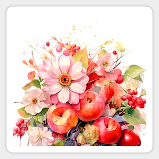 Cushion with fruits and flowers watercolor painting Magnet